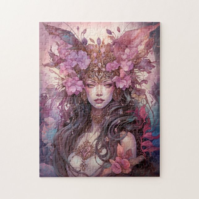 Pink Lila Fairy Queen Fantasy Art Puzzle (Vertikal)