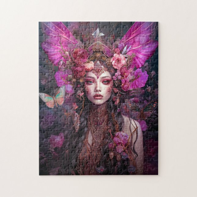 Pink Lila Fairy Queen Fantasy Art Puzzle (Vertikal)