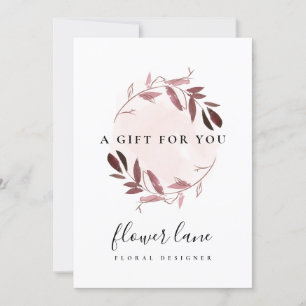 PINK LILA FAUNA WREATH GIFT CERTIFICATE CARD FEIERTAGSKARTE