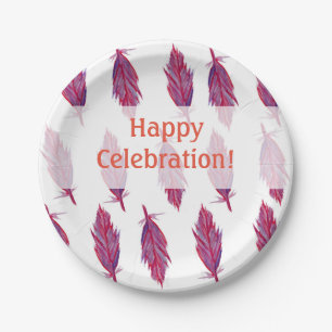 Pink Lila Feathers Happy Custom Paper Teller
