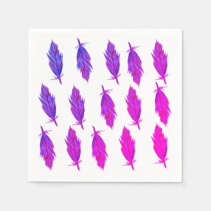 Pink Lila Feathers Napkins Serviette