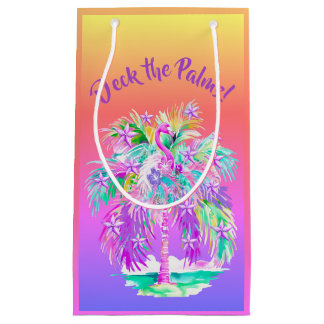 Pink Lila Flamingo Tropical Island Personalisiert Kleine Geschenktüte