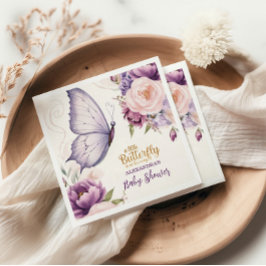 Pink Lila Floral Butterfly Girl Babydusche Serviette