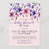Pink Lila Floral Watercolor Kinderdusche per Mail
