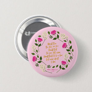 Pink Lila Floral William Shakespeare Button