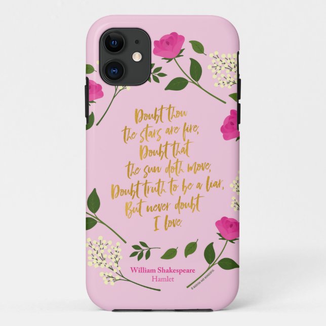 Pink Lila Floral William Shakespeare Case-Mate iPhone Hülle (Rückseite)