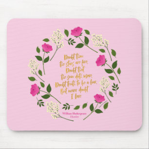Pink Lila Floral William Shakespeare Mousepad