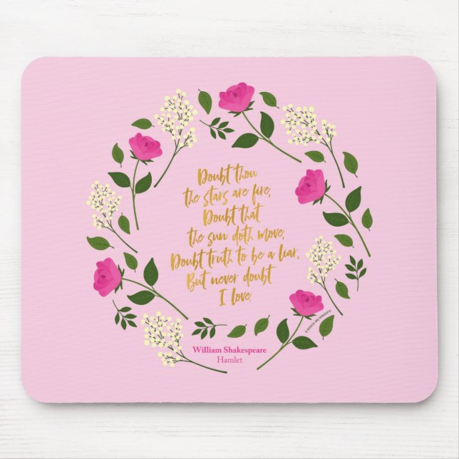 Pink Lila Floral William Shakespeare Mousepad (Vorne)