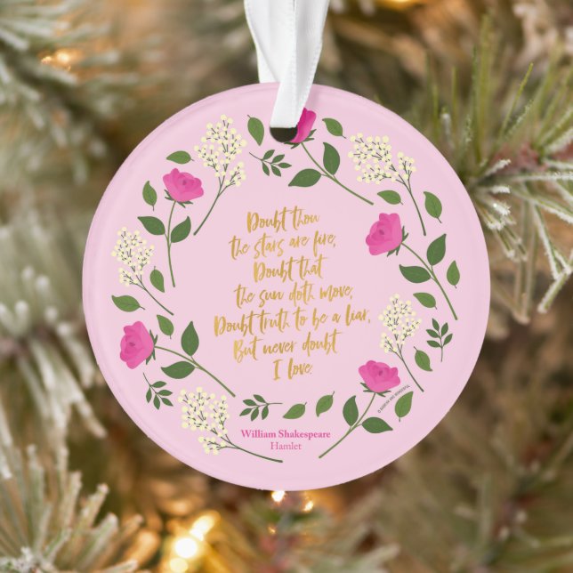 Pink Lila Floral William Shakespeare Ornament (Baum)