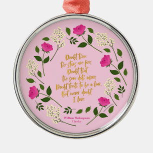 Pink Lila Floral William Shakespeare Ornament Aus Metall