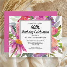 Pink Lila Floral Women's 90. Geburtstag