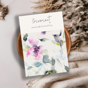 Pink, Lila, florales Drehbuch, Blank Juwelier Visitenkarte