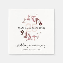 PINK LILA FOLIAGE WREATH JEDES JAHR 25 JAHRESJAHR SERVIETTE