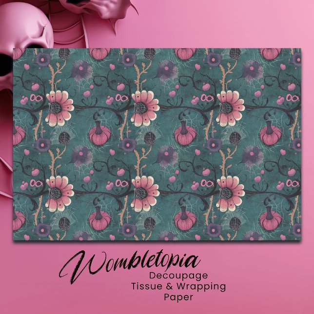Pink & Lila Fun Halloween Pumpkin & Blume Seidenpapier (Von Creator hochgeladen)