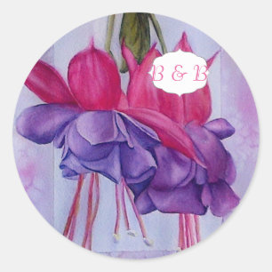 PINK LILA FUSCHIAS WASSERFARBEN BLUME STICKER
