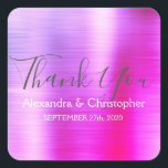 Pink Lila Gastgeschenk Hochzeit Vielen Dank Quadratischer Aufkleber<br><div class="desc">Rosa und Lila Ombre Wedding Siegel Gefallen Vielen Dank Sticker. Dieser Aufkleber kann auf Ihren Namen und Ihr Hochzeitsdatum angepasst werden und zum Siegel Ihrer Hochzeitseinladungen oder Liebestaschen verwendet werden. Bitte kontaktieren Sie den Designer,  wenn Sie passende Artikel wünschen.</div>