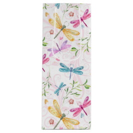 PINK LILA GELBLAUER WATERCOLOR DRAGONFLIS GESCHENKTÜTE FÜR WEINFLASCHEN