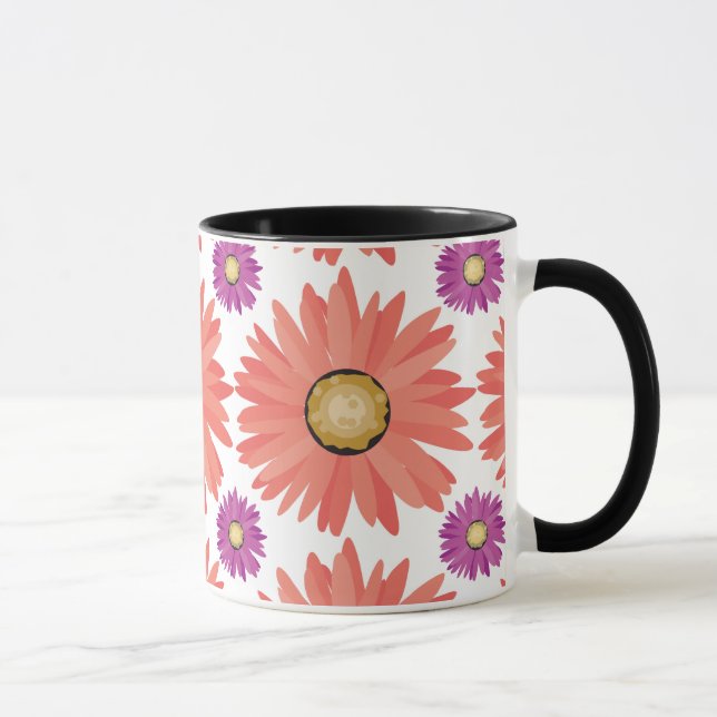 Pink Lila Gerber Daisy Blume Blumenmuster Tasse (Rechts)