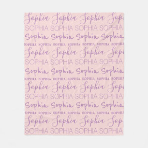 Pink Lila Girls Name Custom Personalisiert Fleecedecke