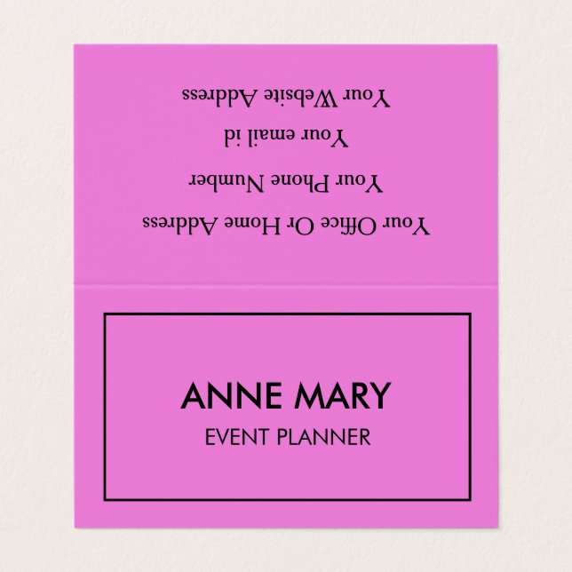 Pink Lila Girly Lavender Event Planner Elegant Visitenkarten (Außenseite Aufgefaltet)