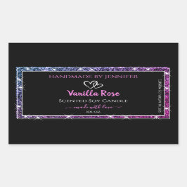 Pink, Lila Glitzer, Produktverpackungen Etiketten  Rechteckiger Aufkleber