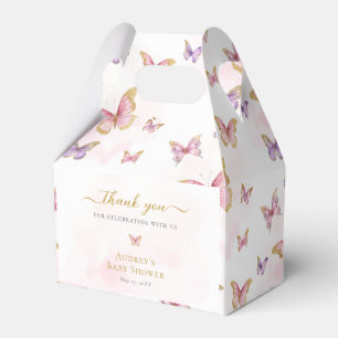 Pink Lila Gold Butterfly Girl Babydusche Geschenkschachtel