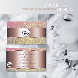 Pink Lila Gold Glitzer Stars mit Logo Rose Gold Visitenkarte