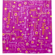 Pink lila grafische Blume Textname personalisieren