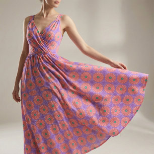 Pink Lila Green Boho Chic Künstlerisch Mandala Mus Stoff