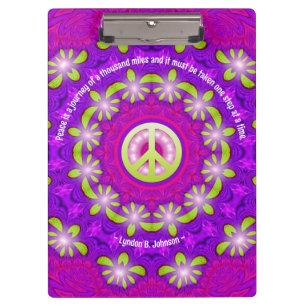 Pink Lila Green Glow Peace Energy Mandala Klemmbrett