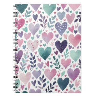 PINK LILA GRÜNE WASSERFARBE LIEBE HERZEN NOTIZBLOCK