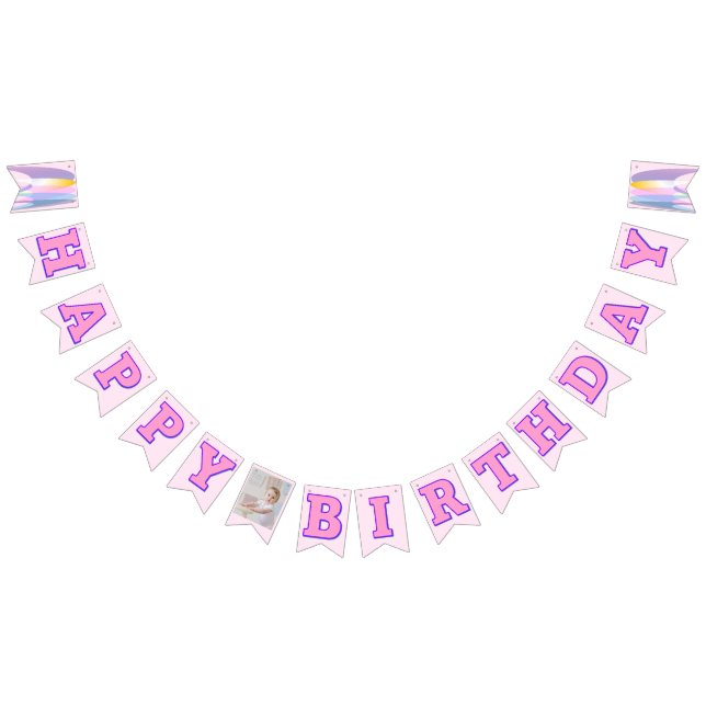 Pink Lila Happy Birthday Banner (Alle)