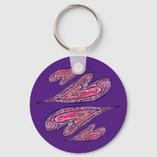 Pink Lila Hearts Pendant Art Charm Schlüsselanhäng Schlüsselanhänger