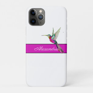 Pink Lila Hummingbird Monogramm Name  Case-Mate iPhone Hülle