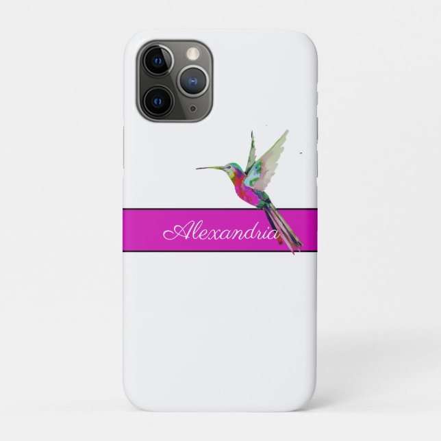 Pink Lila Hummingbird Monogramm Name Case-Mate iPhone Hülle (Rückseite)