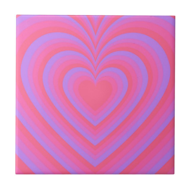 Pink Lila Hypnotic Herz Liebe Muster Fliese (Vorderseite)