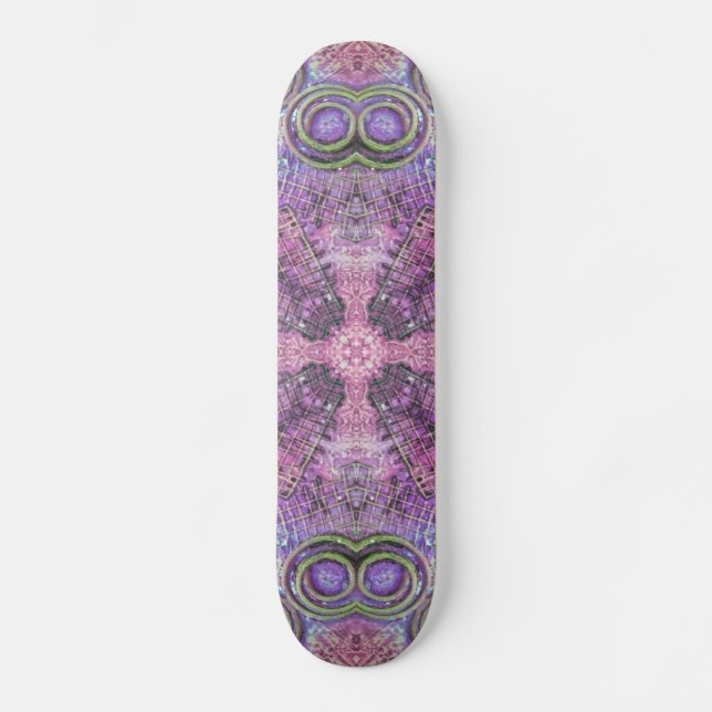Pink & Lila Jewel Pattern Skateboard Deck (Vorderseite)
