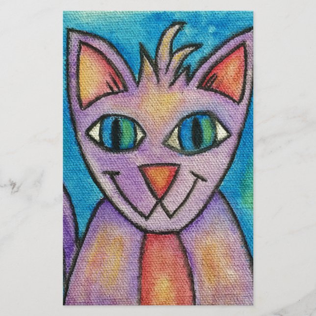 Pink Lila Kitty Cat Briefpapier (Vorderseite)