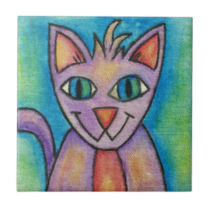 Pink Lila Kitty Cat Fliese