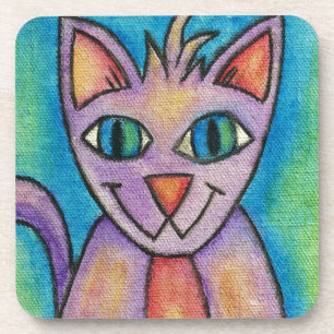 Pink Lila Kitty Cat Getränkeuntersetzer