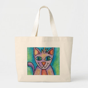 Pink Lila Kitty Cat Jumbo Stoffbeutel