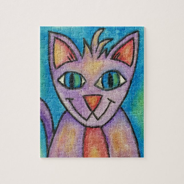 Pink Lila Kitty Cat Puzzle (Vertikal)