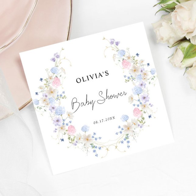 Pink Lila Kleine Wildblume Girl Babydusche Serviette (Von Creator hochgeladen)