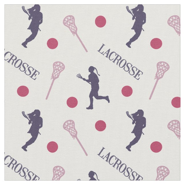 Pink/Lila Lacrosse Player-Muster Stoff (Nahaufnahme)