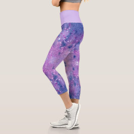 Pink Lila Lavendel Wasserfarbenpinsel Capri Leggings