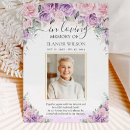 Pink Lila Lilac Floral Foto Beerdigung Gedenkstätt Dankeskarte