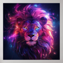 Pink Lila Lion Face Art