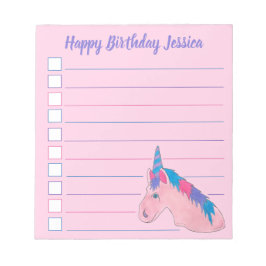 Pink Lila Magical Horse Unicorn Geburtstagsparty Notizblock