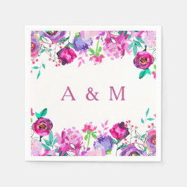 Pink Lila Mint Wasserfarbe Blume Hochzeit Serviette