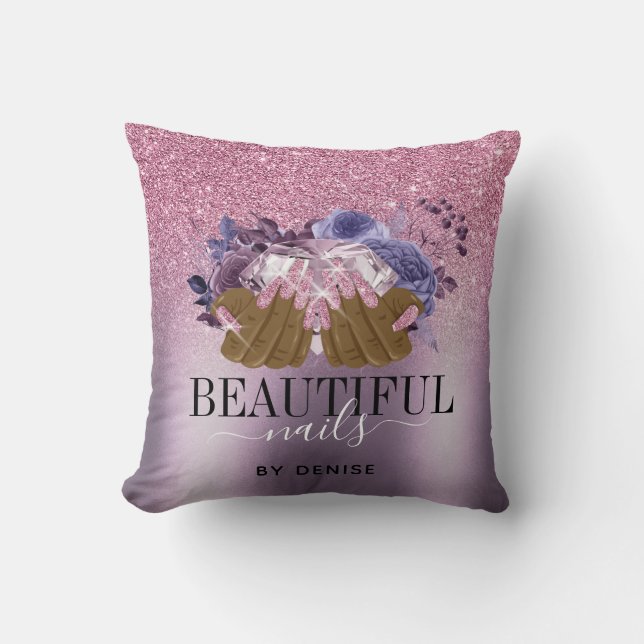 PINK lila Nagelsalon Frau Hand Nägel Techniker Kissen (Vorderseite)